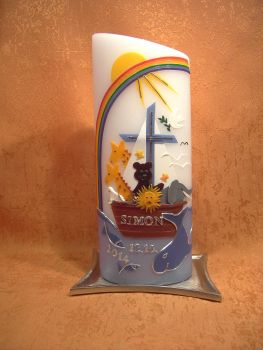 Taufkerze Arche Noah Regenbogen mit Sonne      310